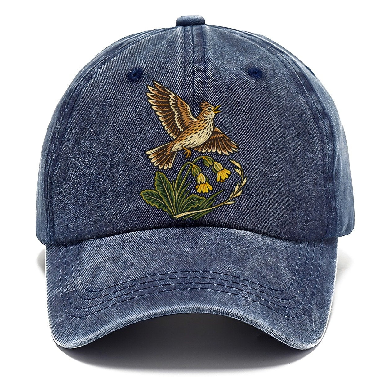 South Downs Skylark And Cowslip Uk Culture Heritage Classic Cap – Twilight Navy