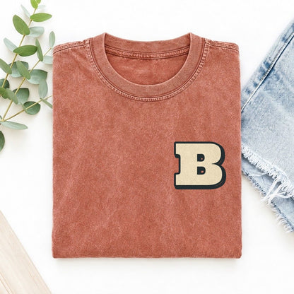 Initial B Left Chest Vintage T-shirt – Terracotta