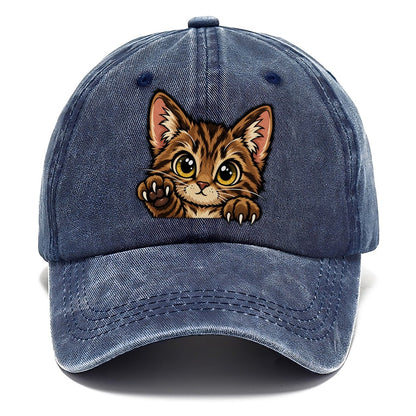 Tabby Kitten Paw Up Peeking Cats Classic Cap – Twilight Navy