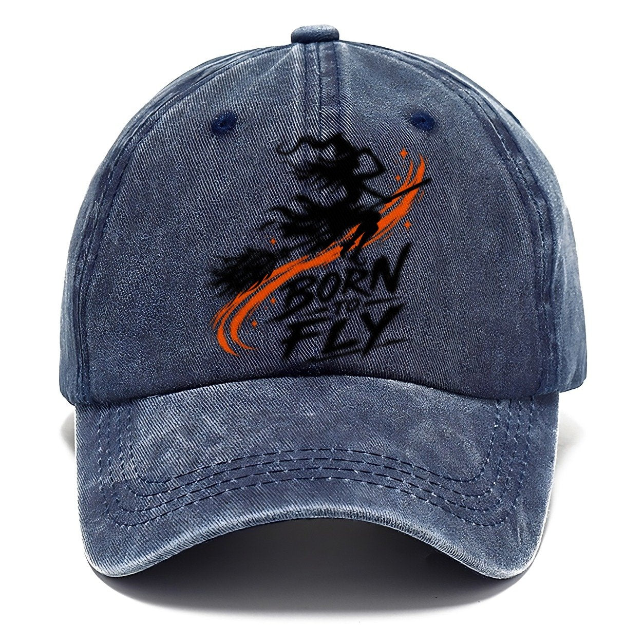Born To Fly Slogan Witch Magic Classic Cap – Twilight Navy
