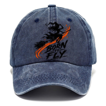 Born To Fly Slogan Witch Magic Classic Cap – Twilight Navy