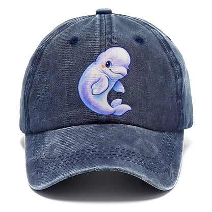 Beluga Whale Gentle Turn Sea Sprite Classic Cap – Twilight Navy