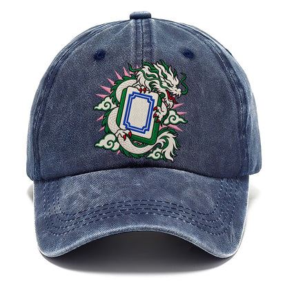 White Dragon Mahjong Game Night Classic Cap – Twilight Navy