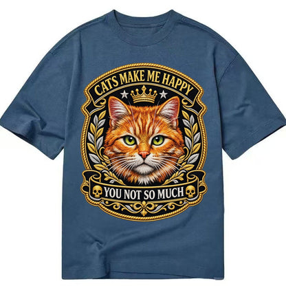 Cats Make Me Happy You Not So Much Cat Face In Orange Cat Pr Classic T-shirt – Twilight Navy