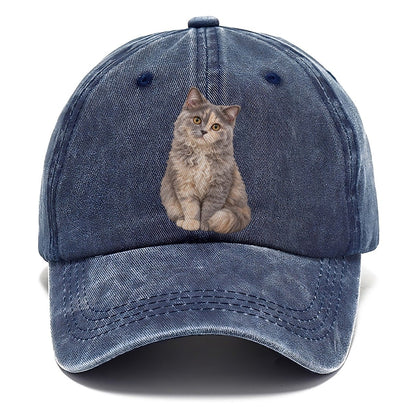Selkirk Rex Seated Portrait Realistic Cat Portrait Classic Cap – Twilight Navy
