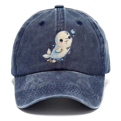 Beluga Whale Bubble Rise Sea Sprite Classic Cap – Twilight Navy