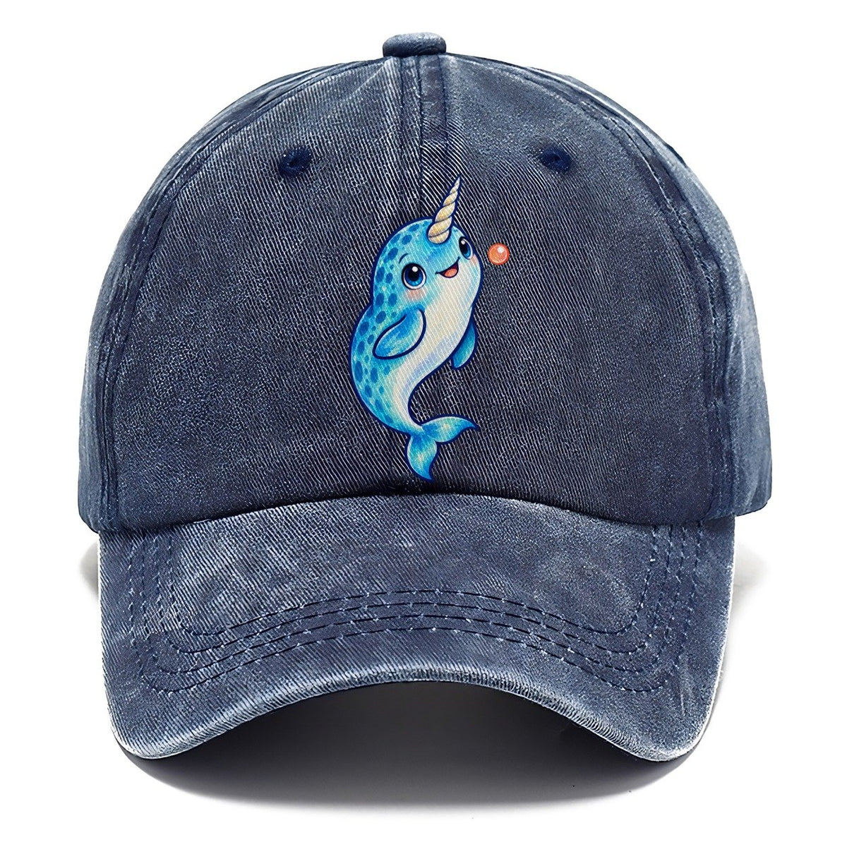Narwhal Upward Swim Sea Sprite Classic Cap – Twilight Navy