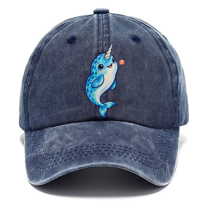Narwhal Upward Swim Sea Sprite Classic Cap – Twilight Navy