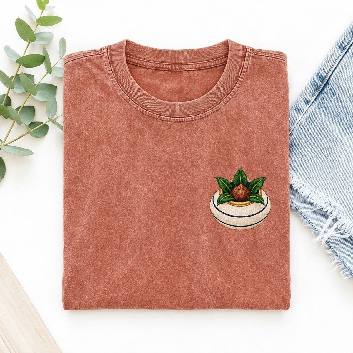 Kalash Coconut Crown Left Chest Vintage T-shirt – Terracotta