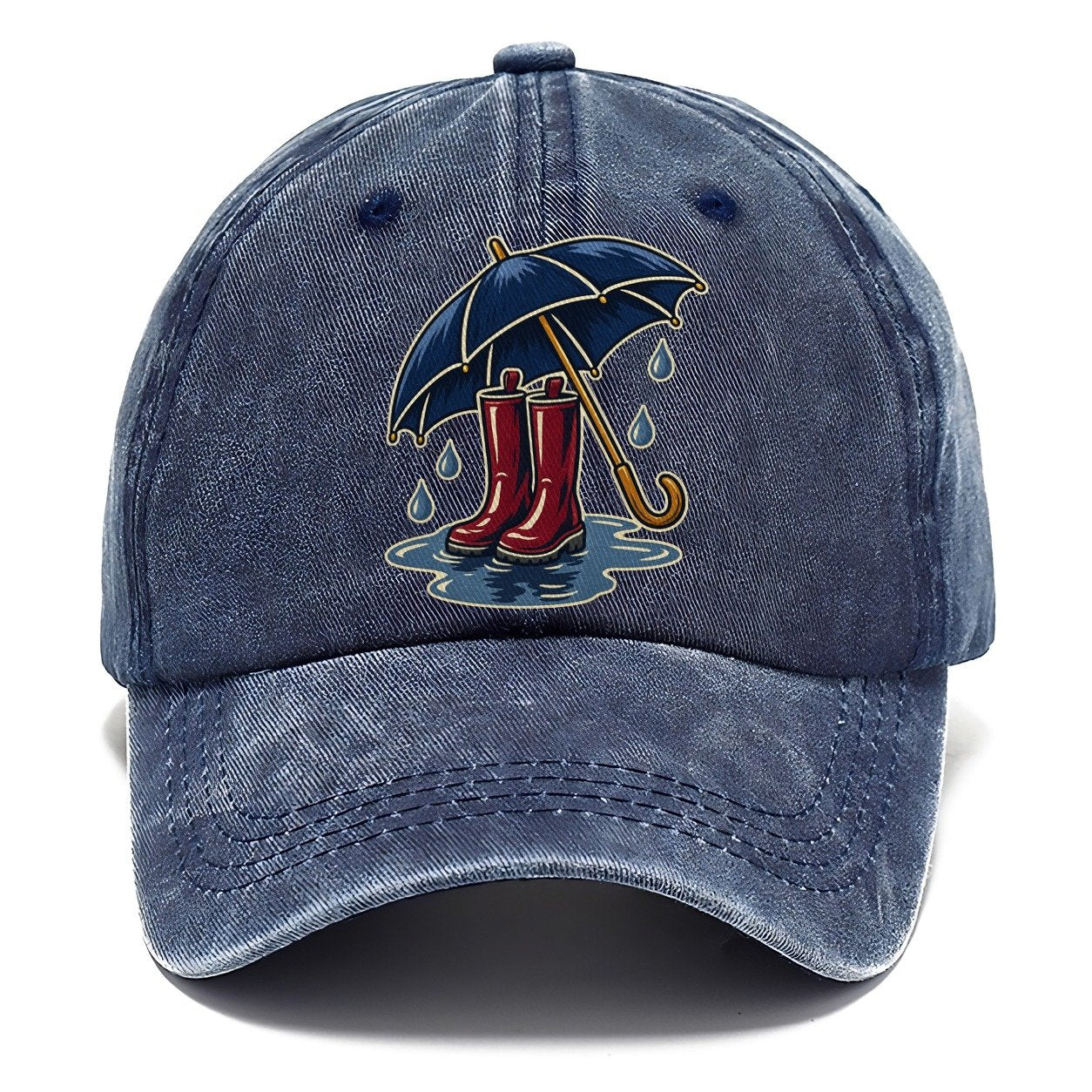 Rainy Day Umbrella And Wellington Boots Uk Culture Heritage Classic Cap – Twilight Navy