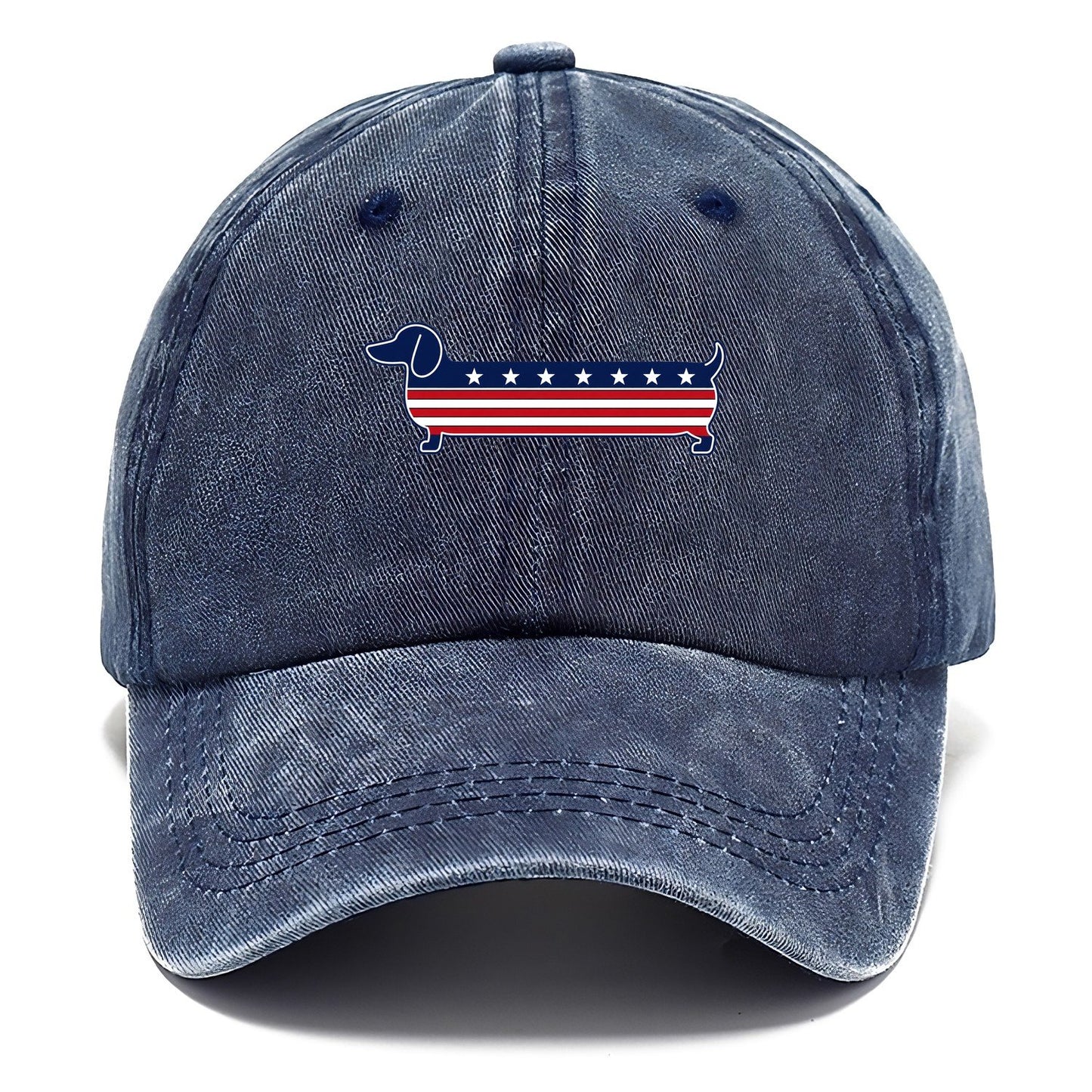 Patriotic Dachshund Flag Stripe Classic Cap – Twilight Navy