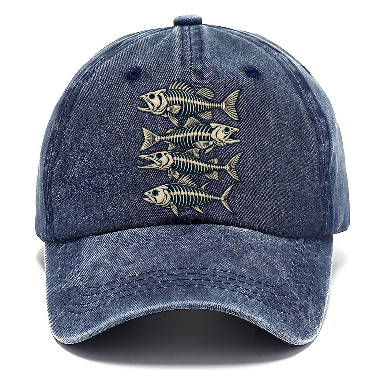 Fish Skeleton Minimal Fishing Elegant Classic Cap – Twilight Navy