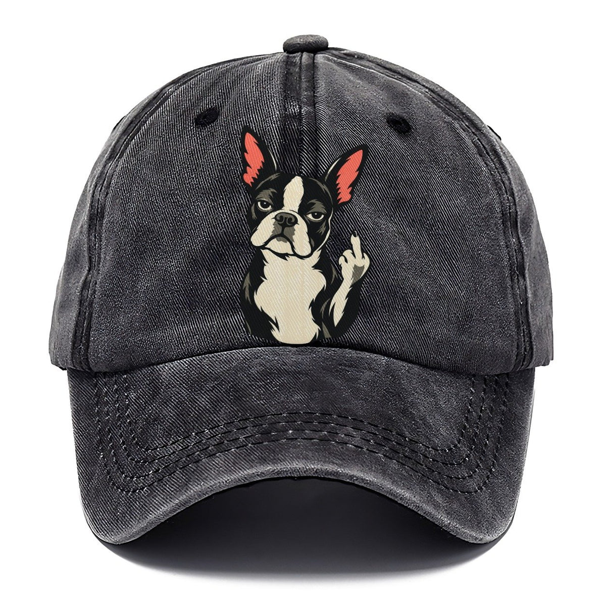 Boston Terrier Middle Finger Classic Cap – Graphite