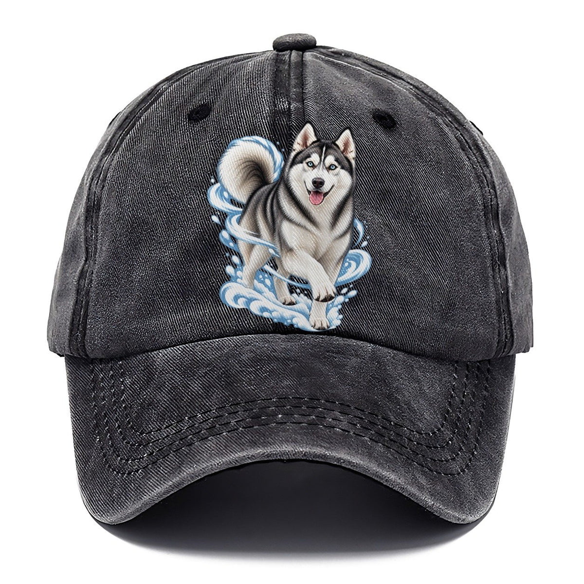 Blue-Eyed Husky Snow Swirl Classic Cap – Graphite
