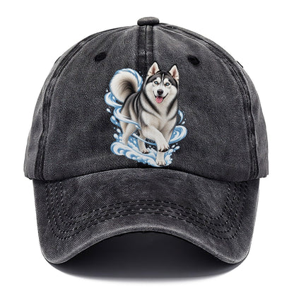 Blue-Eyed Husky Snow Swirl Classic Cap – Graphite