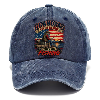 Grandpas Never Retire They Go Fishing Old Man Strong Classic Cap – Twilight Navy