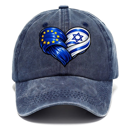 Eu Israel Intertwined Flag Heart Classic Cap – Twilight Navy