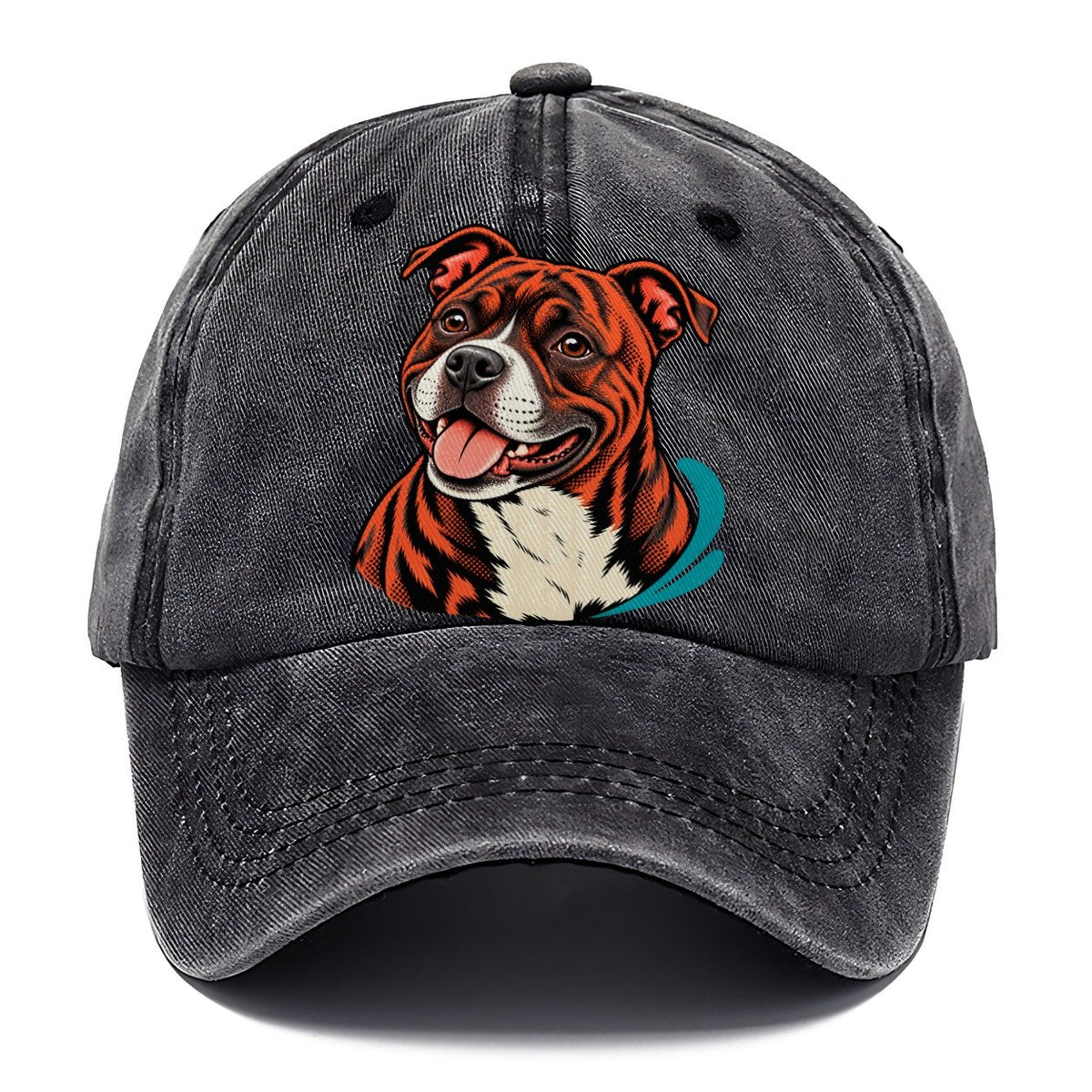 Happy Pitbull Pop Art Portrait Classic Cap – Graphite