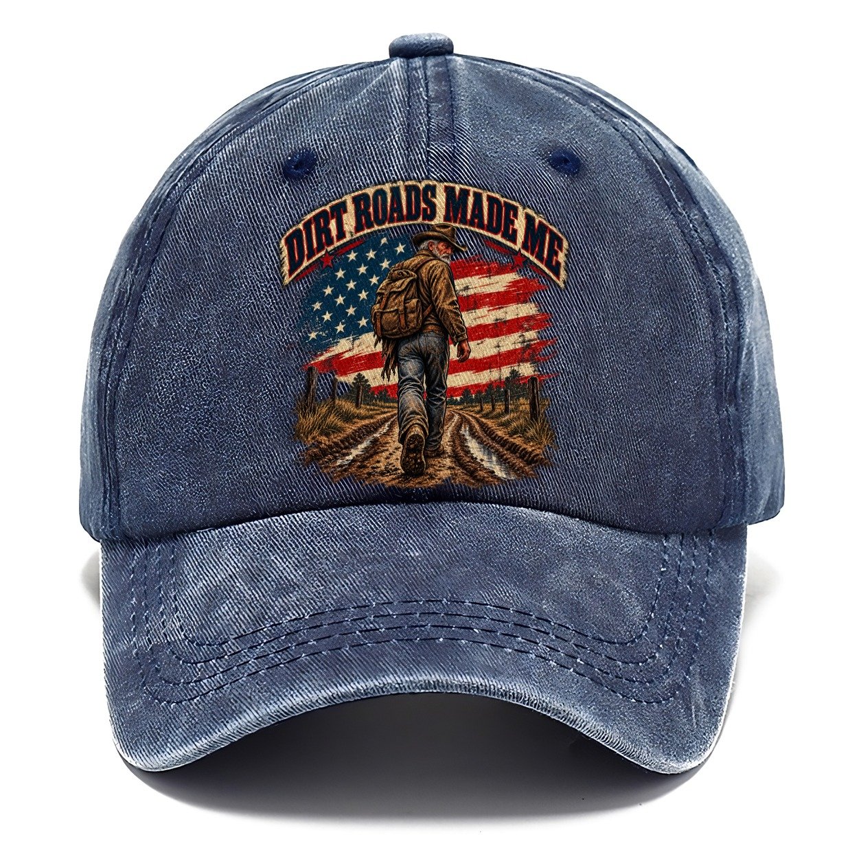 Dirt Roads Made Me Old Man Strong Classic Cap – Twilight Navy