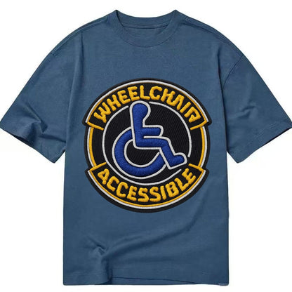 Embroidered Patch Design Wheelchair Accessible Accessibility Classic T-shirt – Twilight Navy