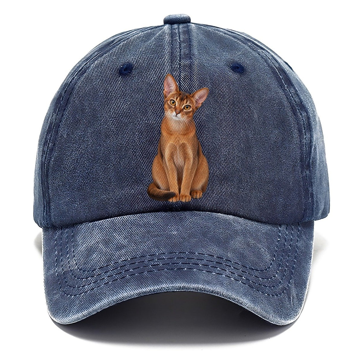 Abyssinian Seated Portrait Realistic Cat Portrait Classic Cap – Twilight Navy