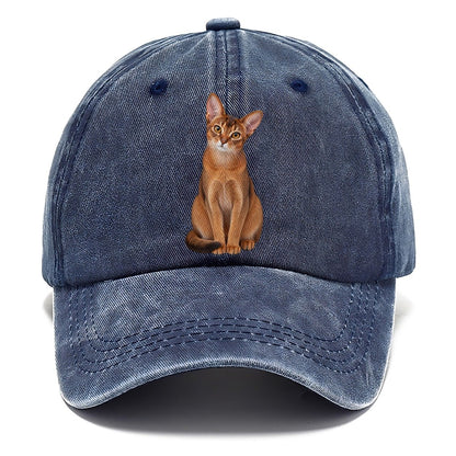 Abyssinian Seated Portrait Realistic Cat Portrait Classic Cap – Twilight Navy