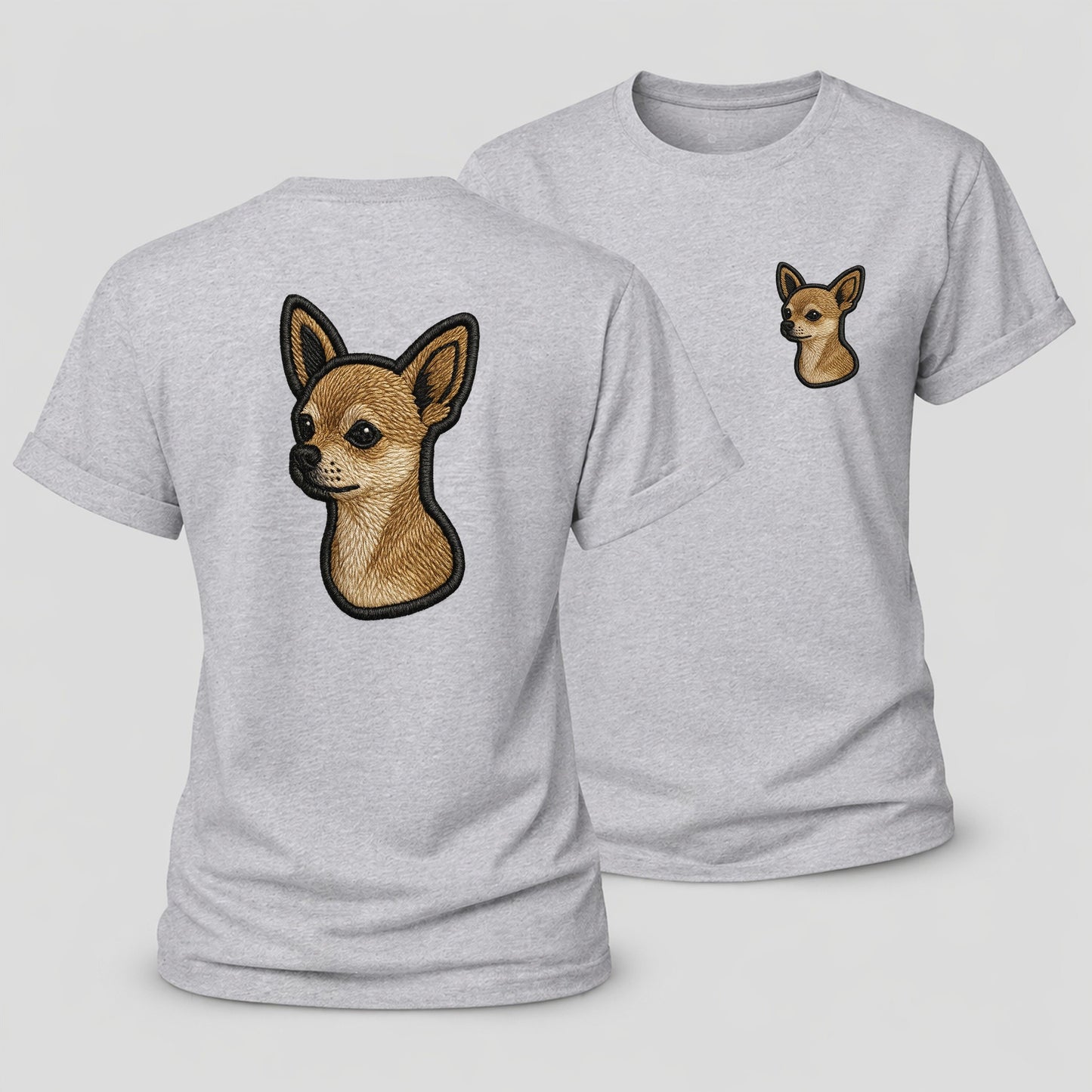 Chihuahua Modern Tiny Dog Logo With Bo Women's Cotton T-Shirt – Sport Grey
