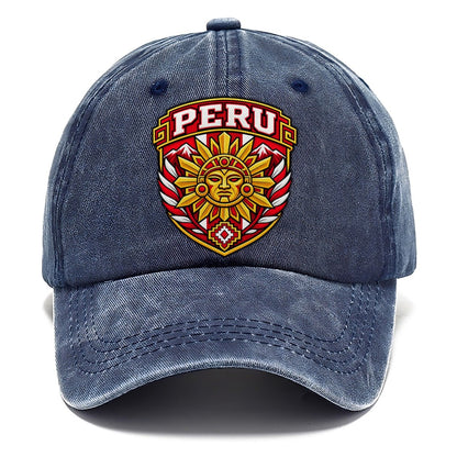 Peru Retro Badge Country Logos Classic Cap – Twilight Navy
