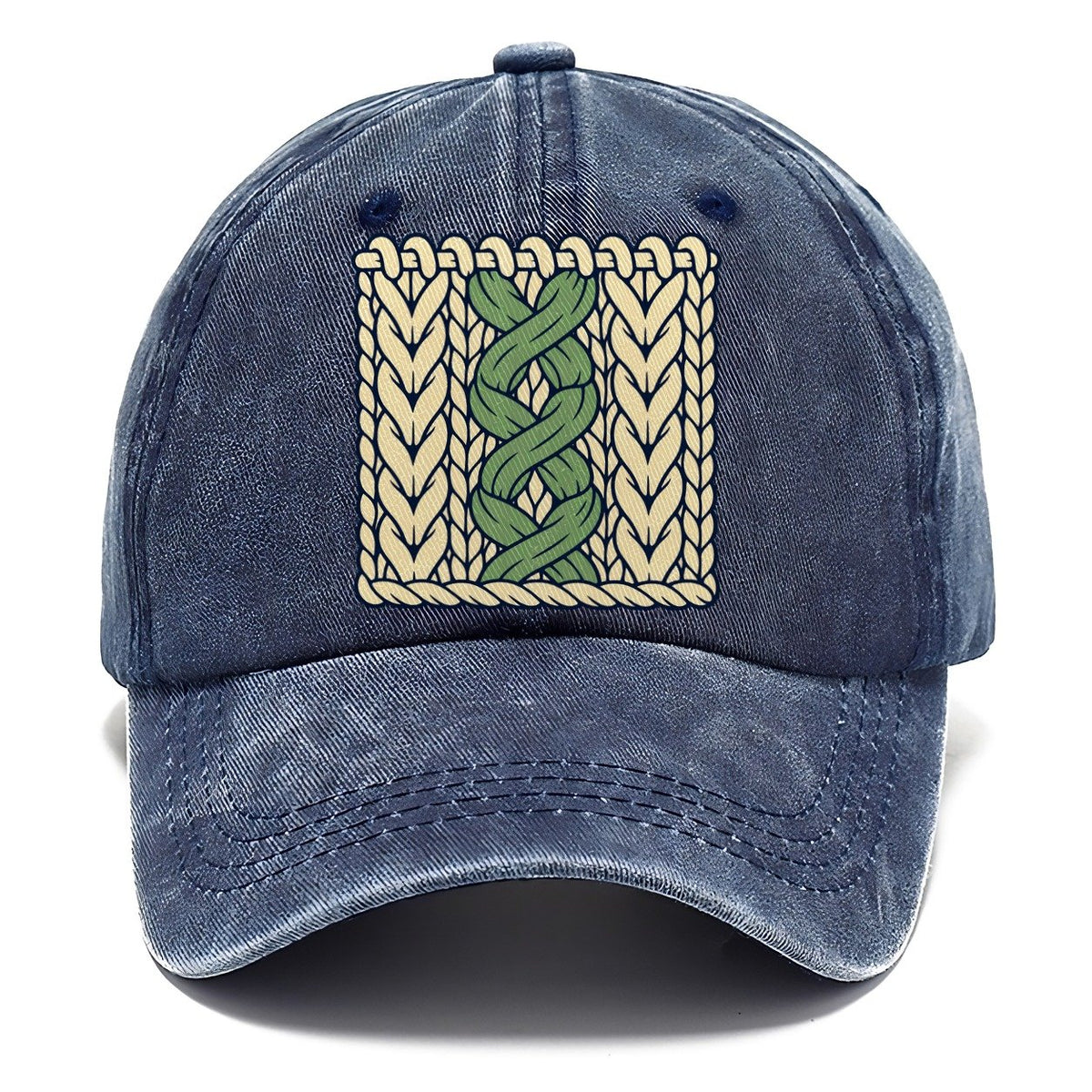 Cable Stitch Swatch Yarn Crafts Classic Cap – Twilight Navy