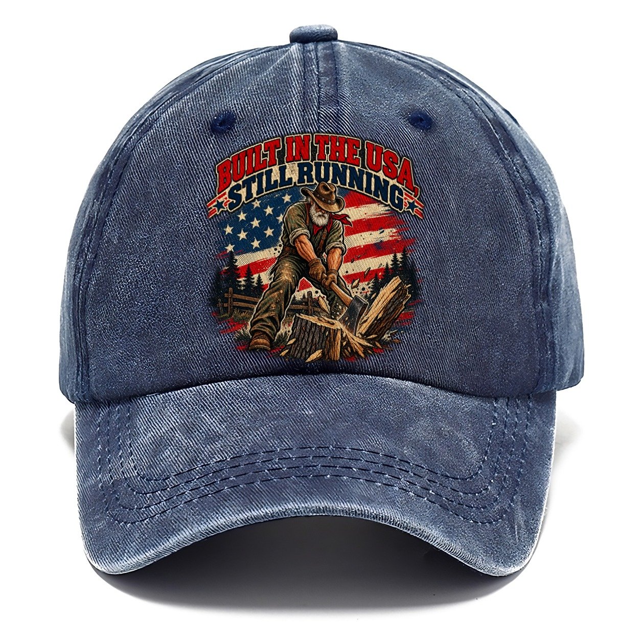 Built In The Usa Still Running Old Man Strong Classic Cap – Twilight Navy