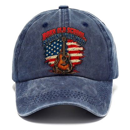 Born Old School Staying That Way Old Man Strong Classic Cap – Twilight Navy