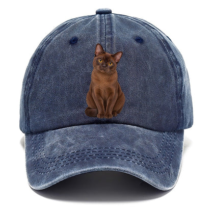 Burmese Seated Portrait Realistic Cat Portrait Classic Cap – Twilight Navy