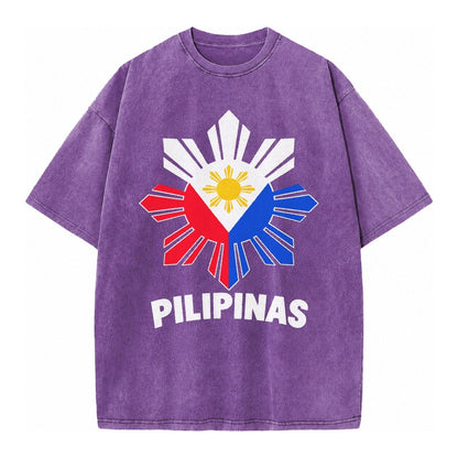 Philippines Sun Stars Vintage T-shirt – Purple