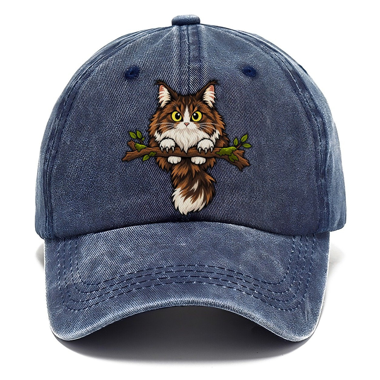 Norwegian Forest Cat Perched Peeking Cats Classic Cap – Twilight Navy