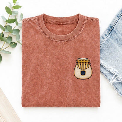 Kalimba Thumb Keys Left Chest Vintage T-shirt – Terracotta