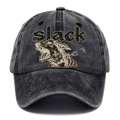 A Dog Head Straining Forward Against A Chain That Has Just Snapped Bark For Me Classic Cap – Graphite