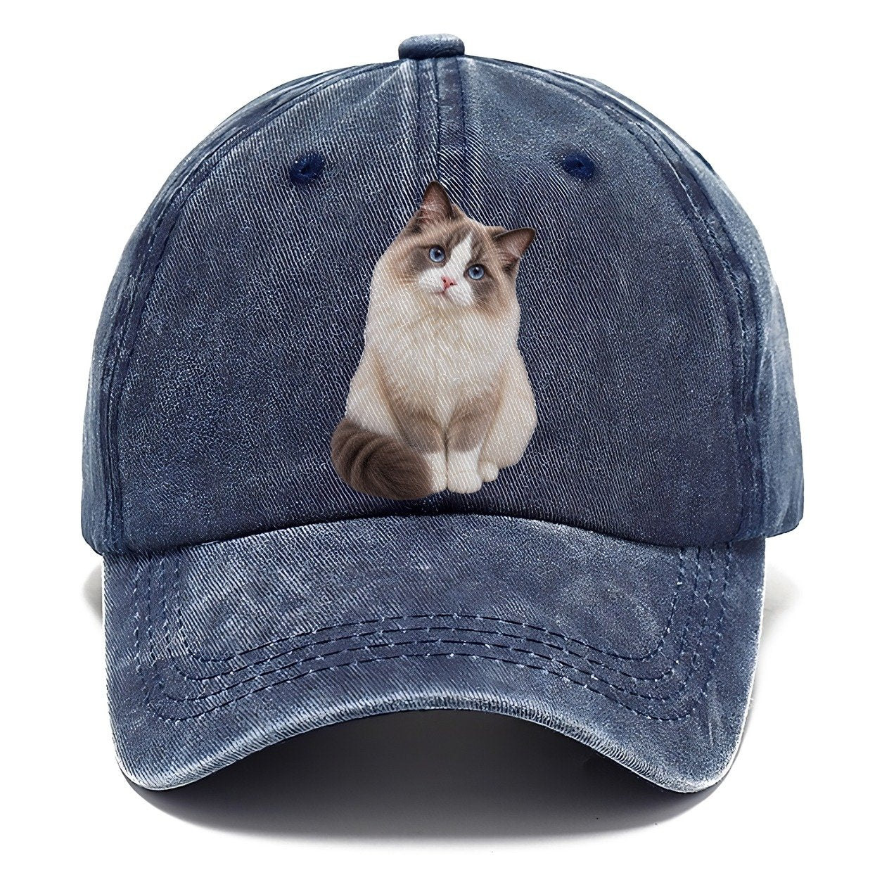 Ragdoll Seated Portrait Realistic Cat Portrait Classic Cap – Twilight Navy