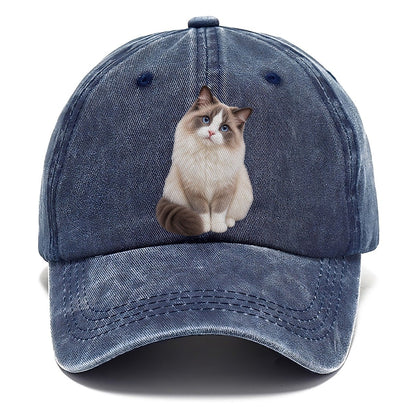 Ragdoll Seated Portrait Realistic Cat Portrait Classic Cap – Twilight Navy