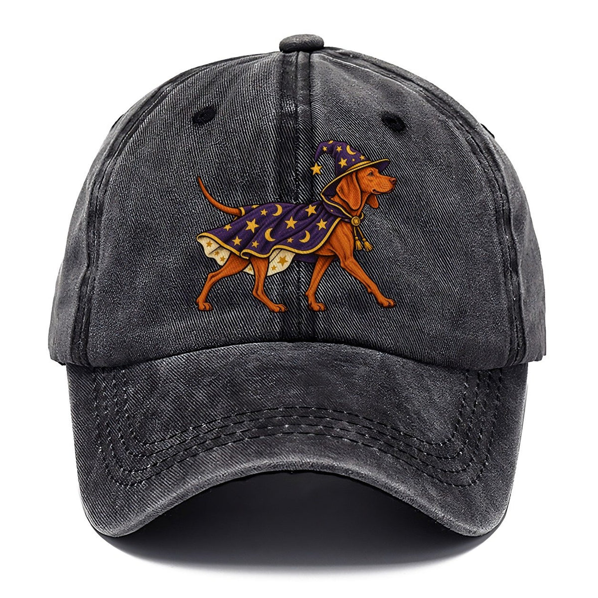 One Vizsla In Halloween Costume Wizard Costume With A Starry Robe And Pointed Hat Halloween Dog Parade Classic Cap – Graphite