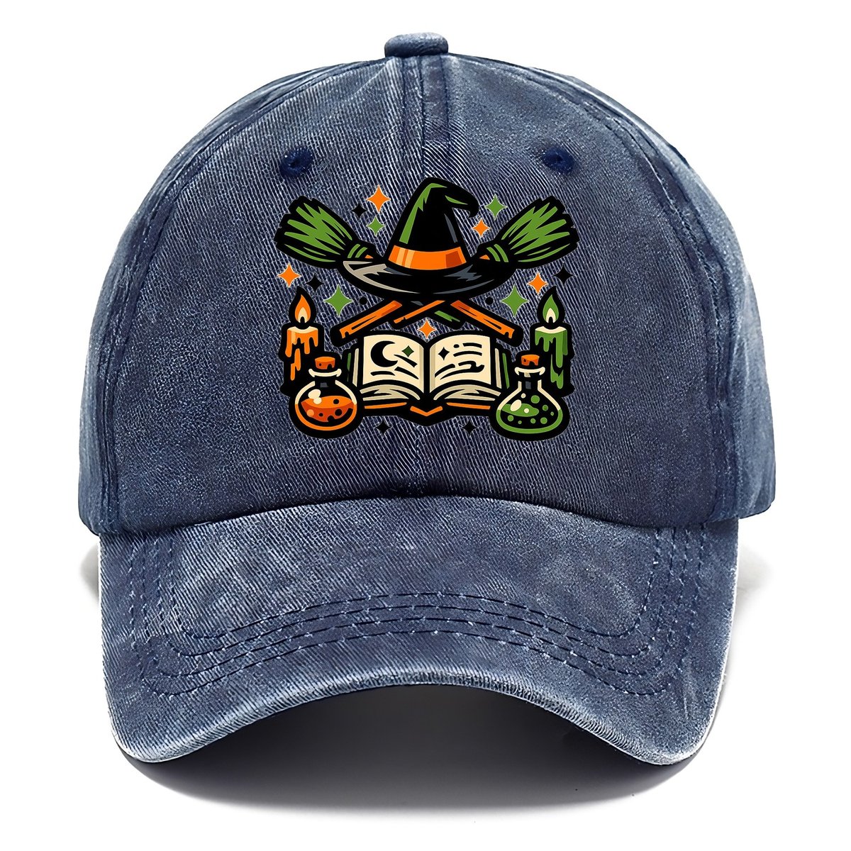 Witch Spellbook Crossed Brooms Classic Cap – Twilight Navy
