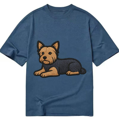 Yorkshire Terrier Blue And Tan Relaxed Lying Down With Head Classic T-shirt – Twilight Navy