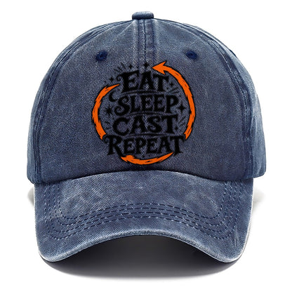 Eat Sleep Cast Repeat Slogan Witch Magic Classic Cap – Twilight Navy