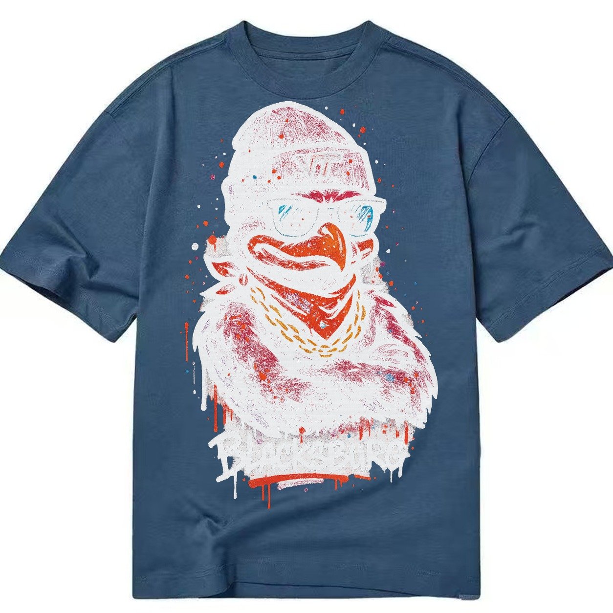 Blacksburg Hokiebird Wearing Virginia Tech Beanie With Vt Pa Classic T-shirt – Twilight Navy