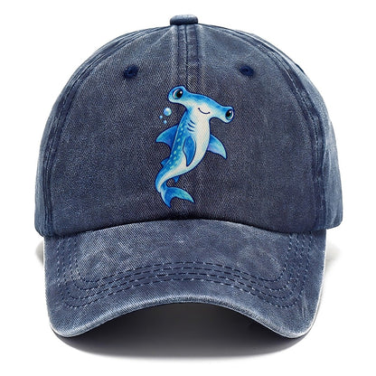 Hammerhead Shark Upward Swim Sea Sprite Classic Cap – Twilight Navy