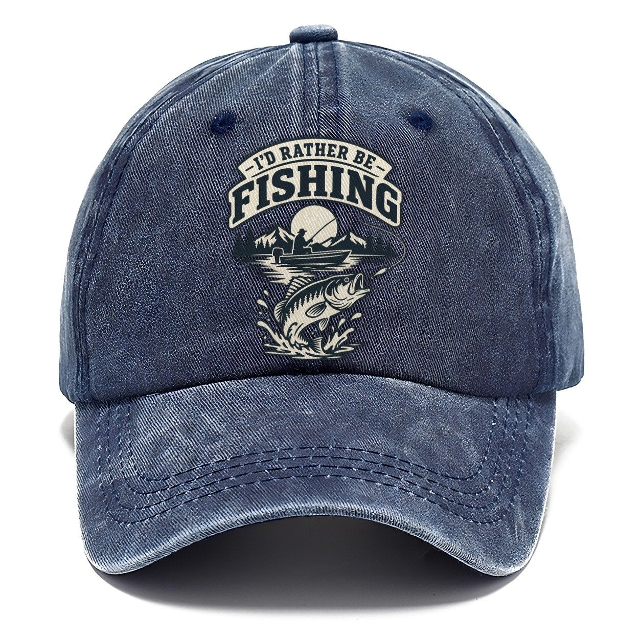 Rather Be Fishing Fishing Elegant Classic Cap – Twilight Navy