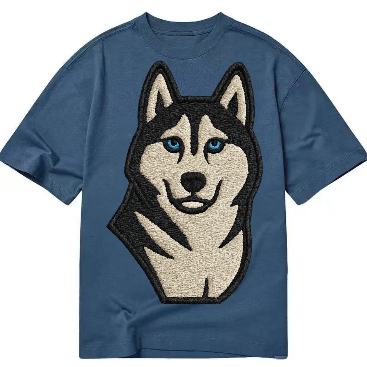 Husky Blue Eyes Close Up Portrait Classic T-shirt – Twilight Navy