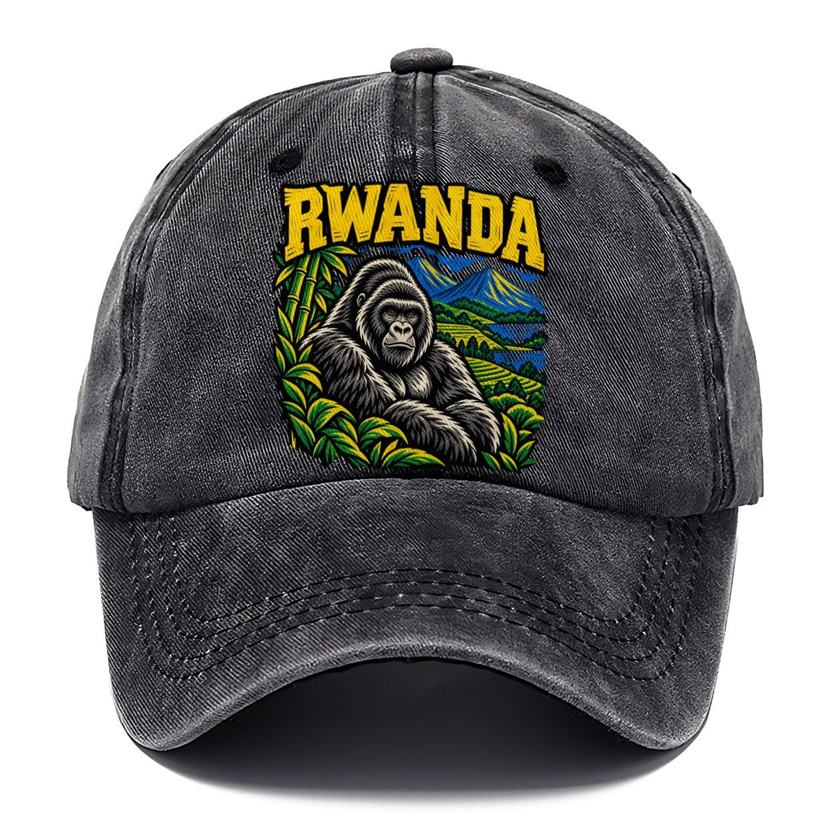 Rwanda Woodcut Badge Logo Classic Cap – Graphite