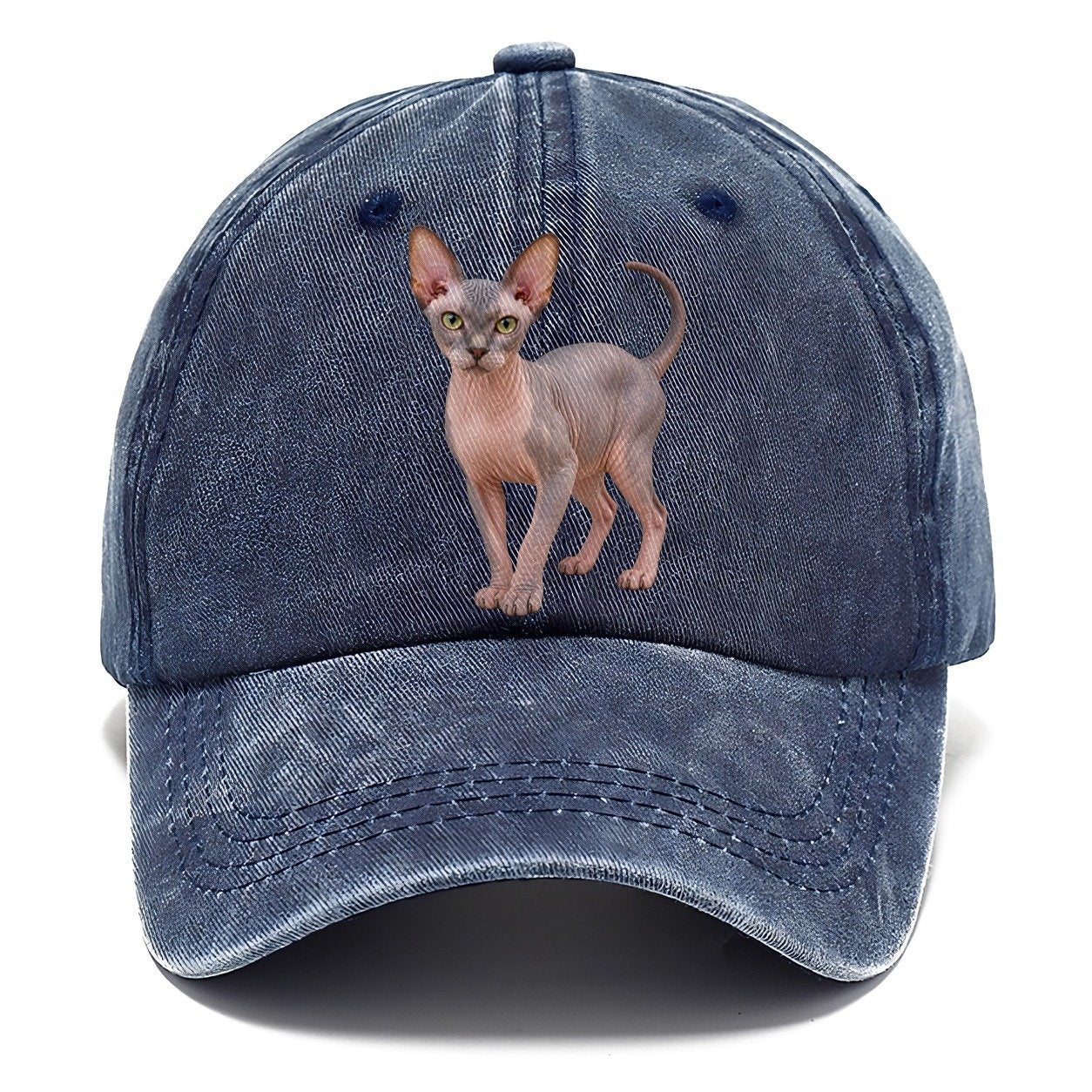 Sphynx Standing Three Quarter Realistic Cat Portrait Classic Cap – Twilight Navy