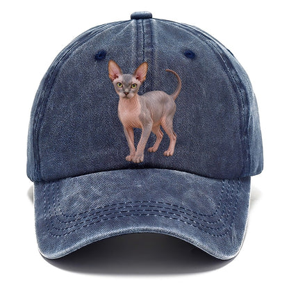 Sphynx Standing Three Quarter Realistic Cat Portrait Classic Cap – Twilight Navy
