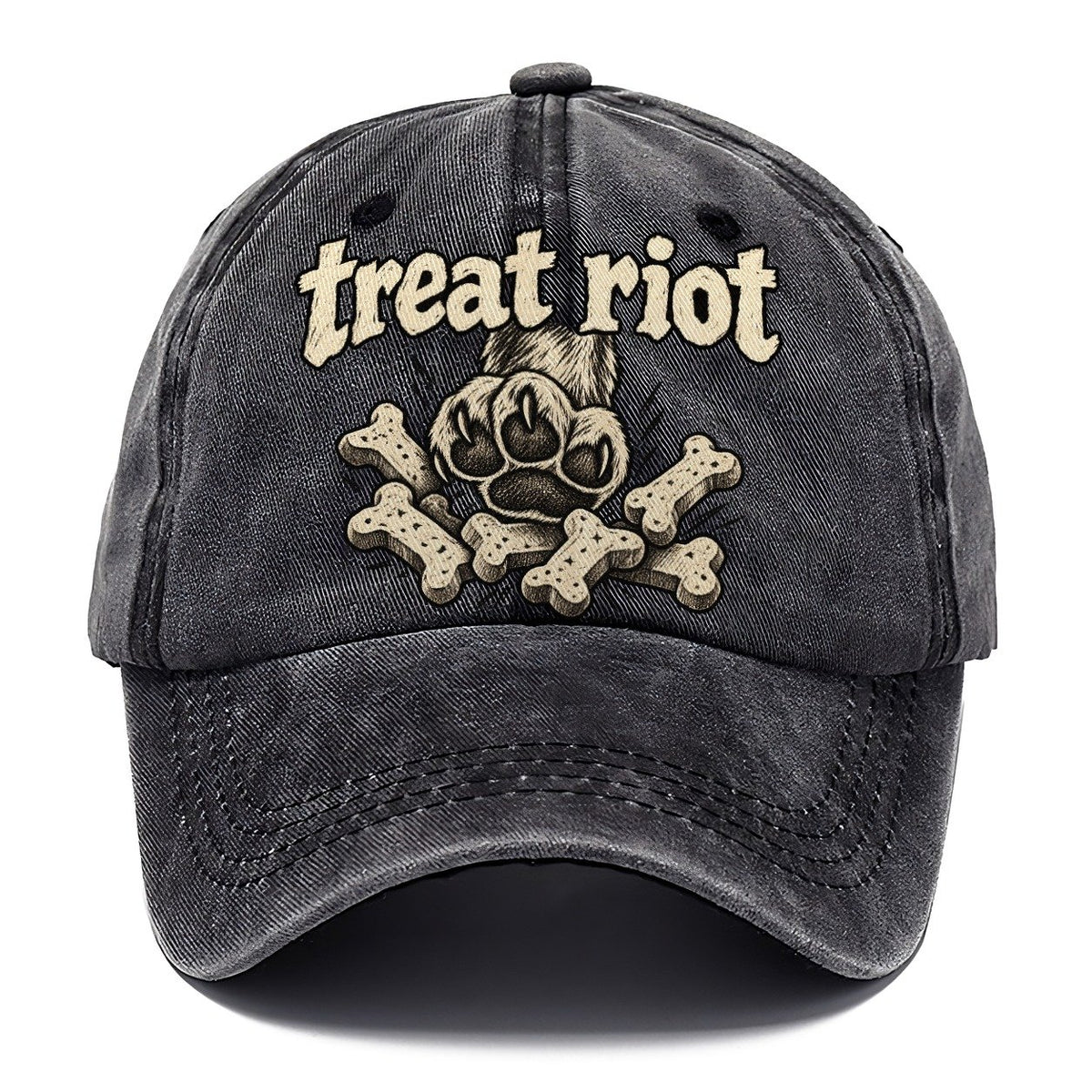 One Raised Dog Paw Above A Tumbling Scatter Of Bone Shaped Biscuits Bark For Me Classic Cap – Graphite
